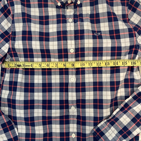 Vineyard Vines Whale Shirt Button Down Boys L 16 Checkered Long Sleeve - Picture 5 of 9
